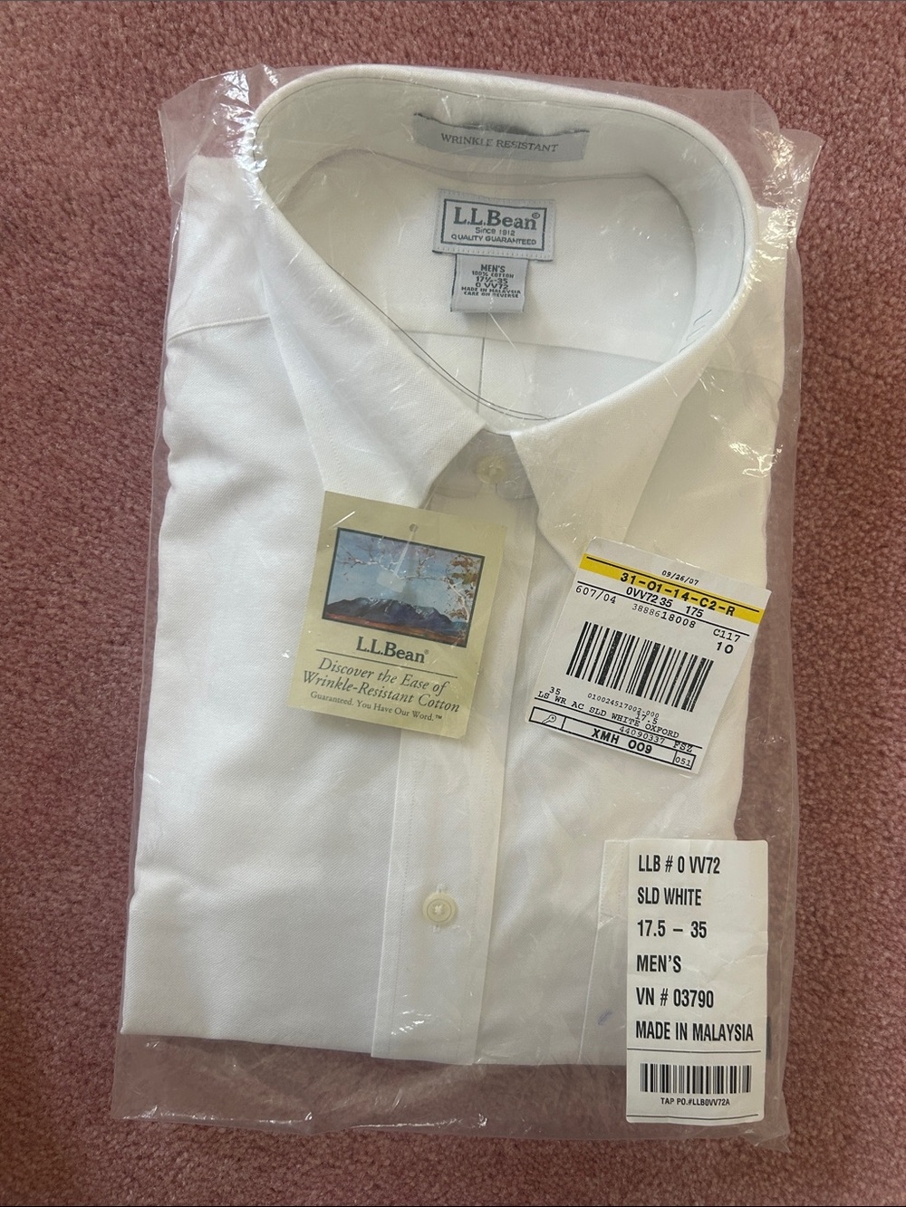 L.L. Bean Men's White Wrinkle-Resistant Dress Shirt